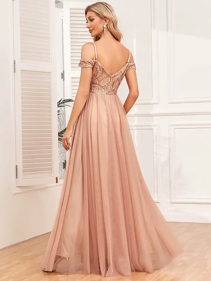 Robe de Soirée Maxi Vintage à Paillettes pour Femme, Élégante, Longue, en Maille de Luxe, pour ixd'A