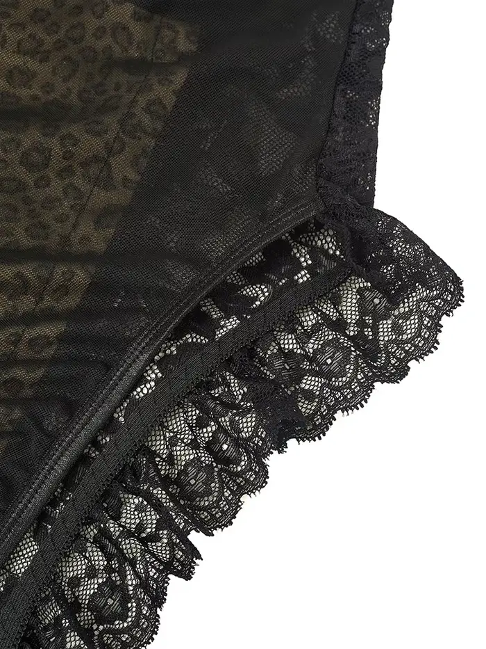 body Sexy Leopard čipka, Vintage, Chic, Štíhly, Dámske oblečenie, Špagety popruhy, Bez rukávov, Backless, Dospelý vzor