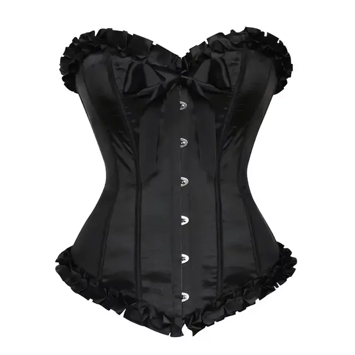 Femmes noir mode Sexy Vintage Corsets à lacets Bustier gothique Satin Corsets surbuste Gorset Sexy d