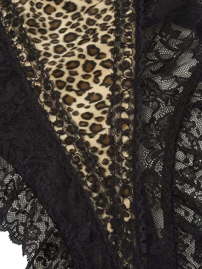 body Sexy Leopard čipka, Vintage, Chic, Štíhly, Dámske oblečenie, Špagety popruhy, Bez rukávov, Backless, Dospelý vzor