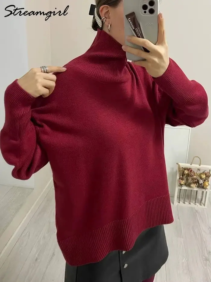 Voľný viskózový sveter s rolákom pre ženy jesenná zimná elegancia moderné príležitostné pohodlie špeciálne príležitosti