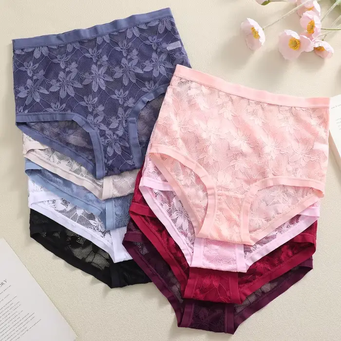 Culottes taille haute en dentelle florale pour femme lingerie transparente confortable élégante occassions spéciales
