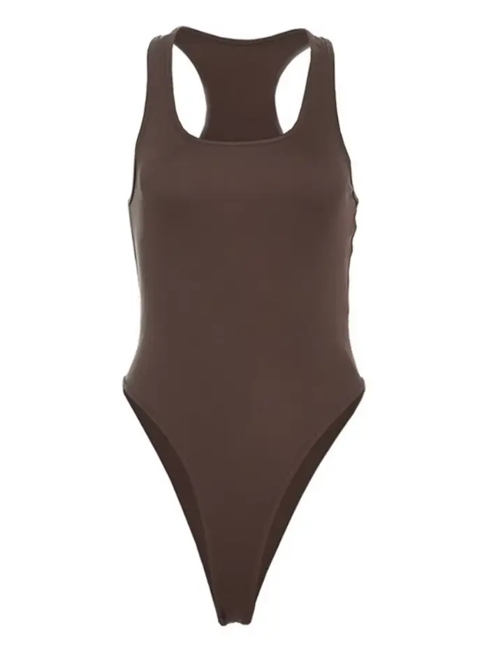 Body marron uni, Lingerie Sexy, débardeur sans manches pour femmes, Streetwear, Slim Fit, vêtements 