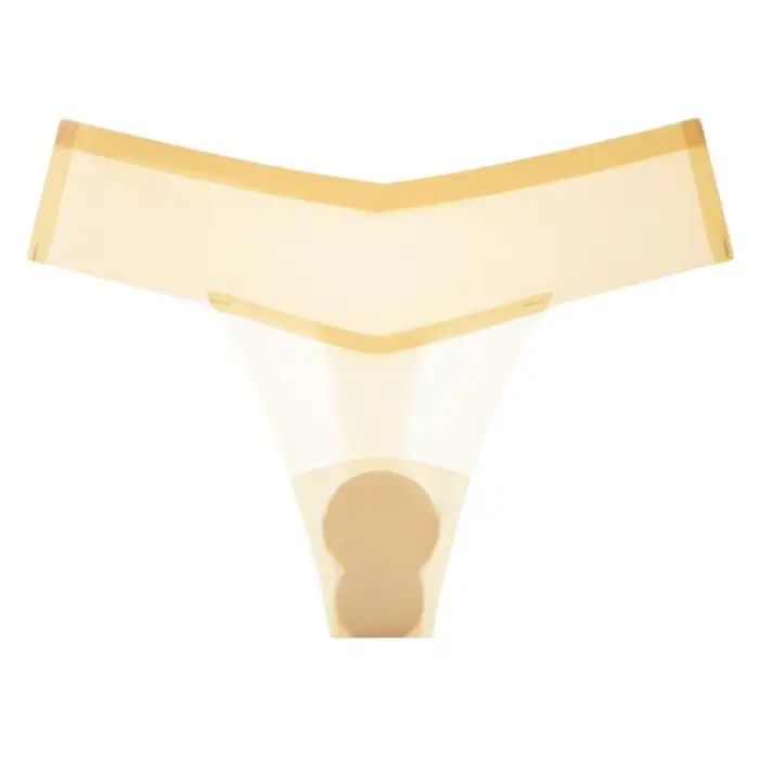 Culotte string transparente en soie glacée taille basse pour femme, idéale pour le yoga et le fitnes