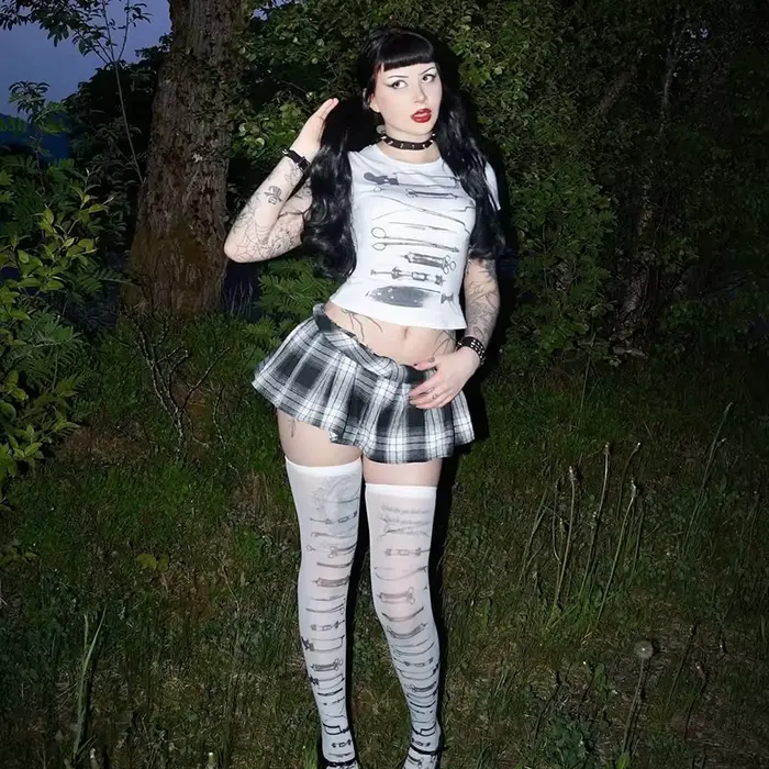 Harajuku Punk Goth Sexy kultúrne tričko pre ženy leto 90s Grunge grafické punkové