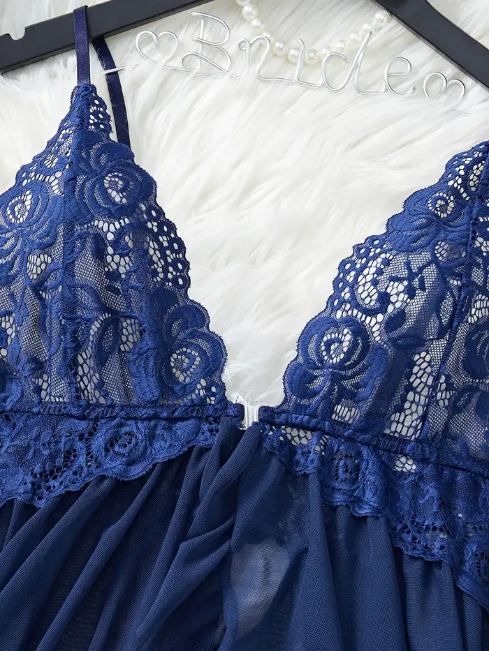Lingerie de nuit transparente féminine en nylon et élasthanne avec col en V pour femmes, lingerie sexy pour occasions spéciales et nuits chaudes d'été