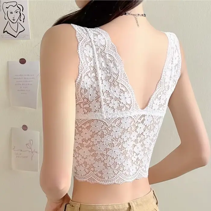 Dámska čipka podprsenka, hlboký V-Neck, Sexy spodná bielizeň, bezdrôtové, tielko, Dámske spodné prádlo, V-Back, polstrované Bralette, košieľka
