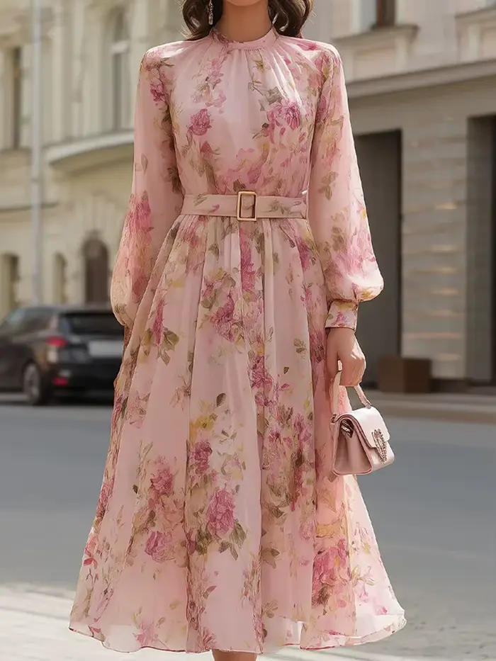 Elegantné dlhé šaty s patchworkovou potlačou pre ženy
