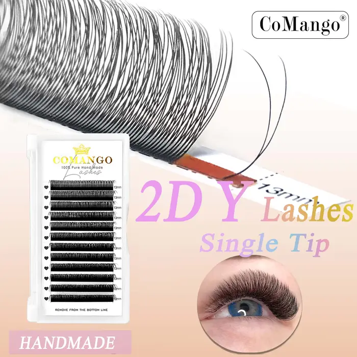 CoMango-Extension de cils en faux vison 1D 2D Y, courbure C/D, cils naturels, volume russe, matériau