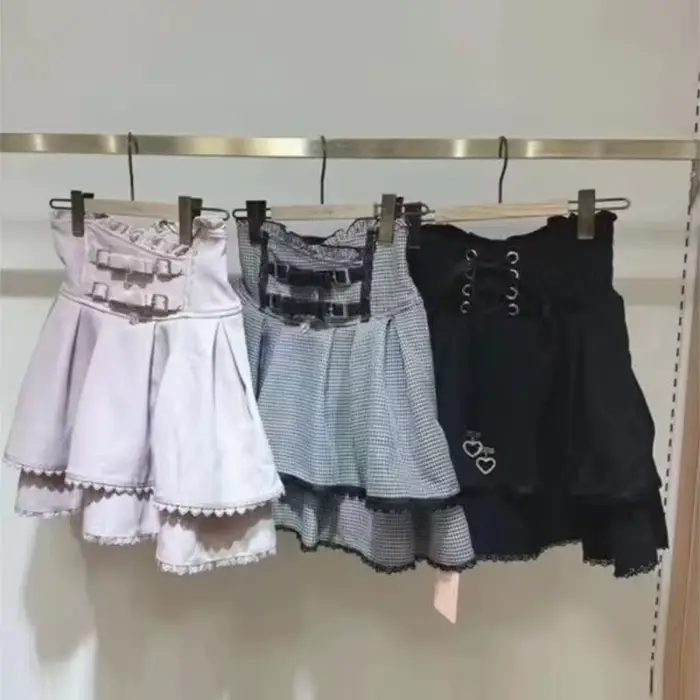 Sweet Lolita Jirai Kei – Jupe courte taille haute pour femmes, jupe courte avec boucle à Double nœud