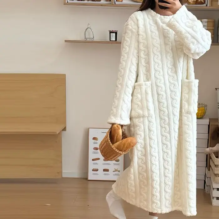 Flanel hrubé ženy Polyester nočná košeľa koleno dĺžka pohodlie elegancia špeciálne príležitosti