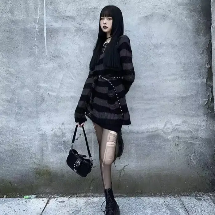 Nové streetwearové punkové gotické tričko s dlhým rukávom unisex