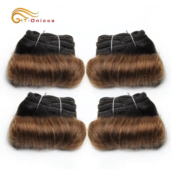 Bundles de tissage de cheveux humains bouclés indiens, produits de cheveux courts, faisceaux ondulés