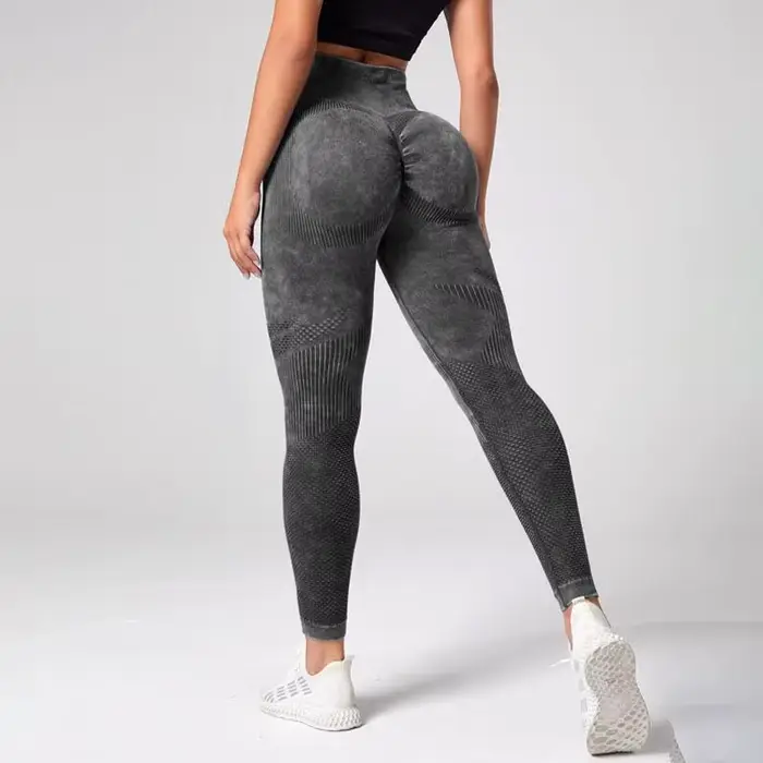 Joggingové legíny s viazaním na kontrolu brucha s tie-dye efektom
