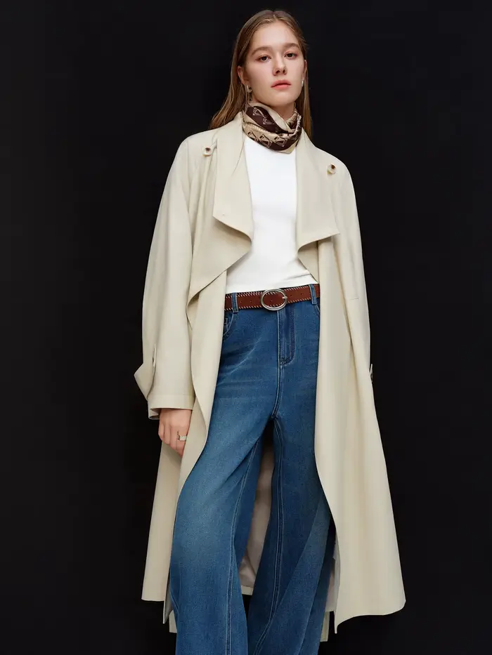 DUSHU – Trench-Coat de Style britannique pour femmes, coupe cintrée, mi-long, vêtements d'extérieur,