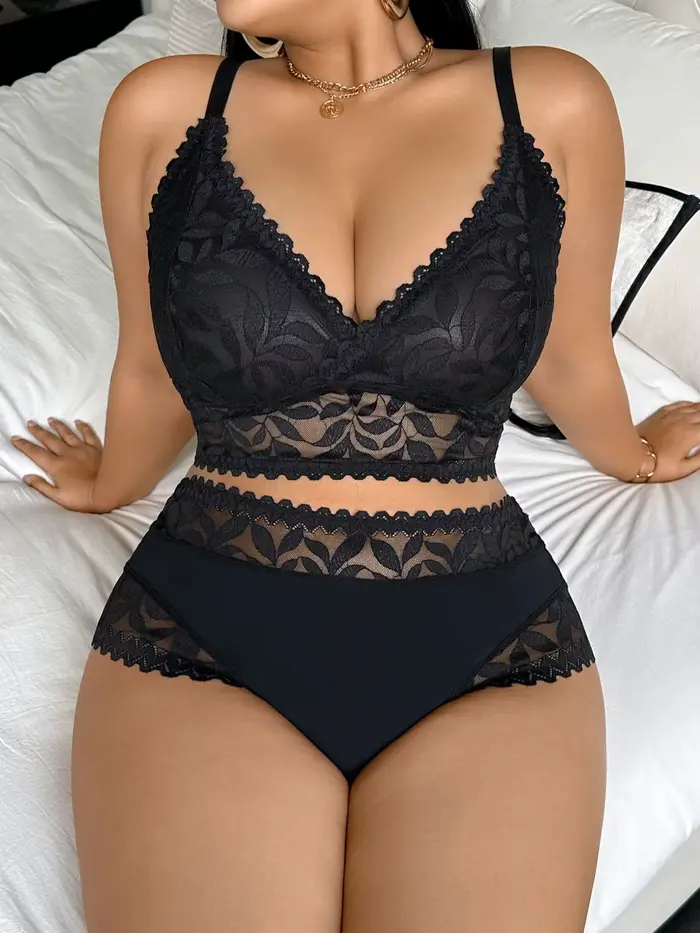 Ensemble de lingerie en dentelle pour femmes grandes tailles 1XL-4XL, camisole sexy en dentelle, sou