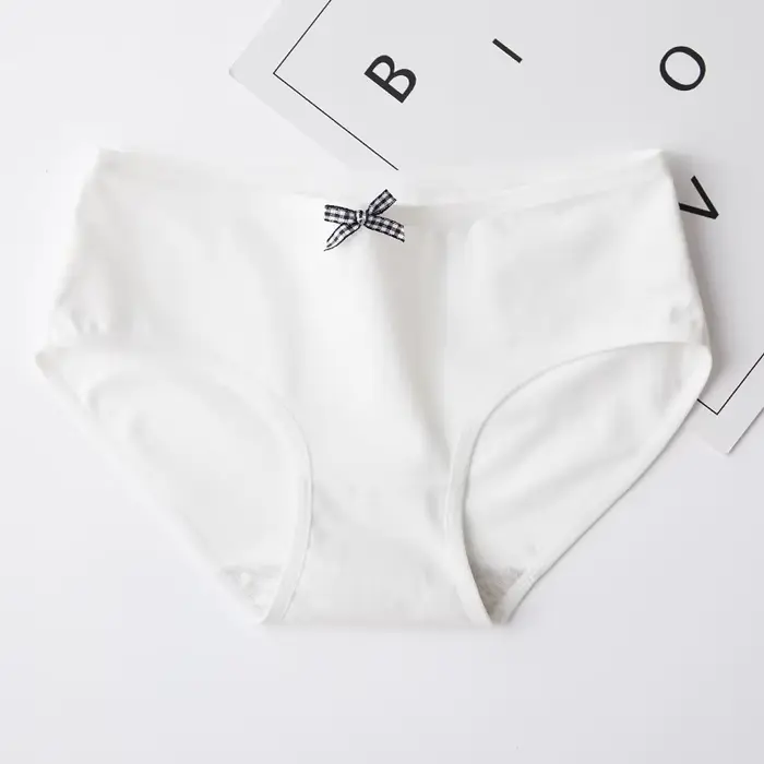Culotte en coton doux pour femmes, 4 pièces/lot, slip solide avec nœud papillon, lingerie sexy, sous
