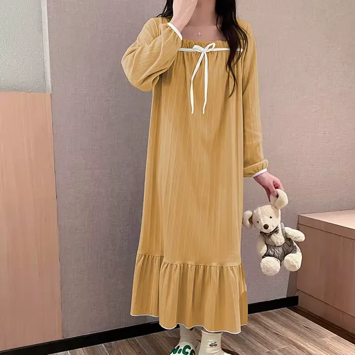 Dámske pyžamo nočná košeľa nové nočná košeľa jarné a jesenné letné pyžamo Homewear roztomilé sladké dlhé študentky nočná košeľa Homewear