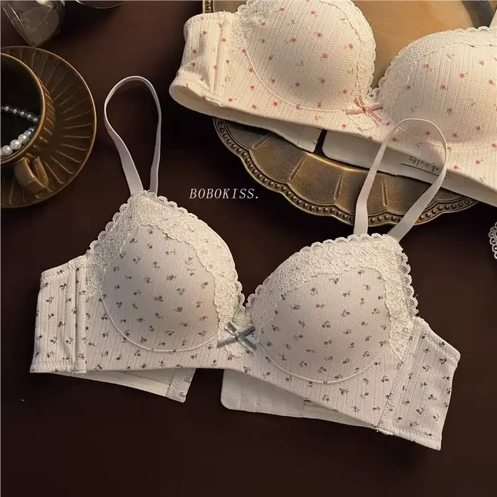 Sweet Girls – Sexy čipková podprsenka s lukom, bezdrôtová polstrovaná push-up podprsenka, bavlna, proti ošúchaniu, pohodlná, priedušná, intímna spodná bielizeň pre ženy