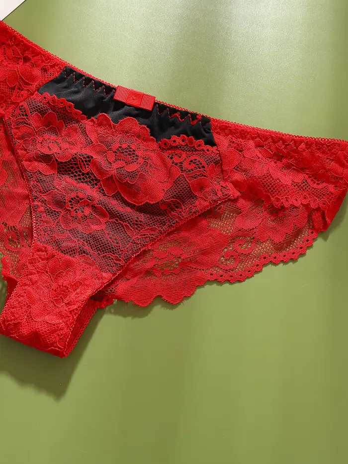 Dámske spodné prádlo Sexy čierna čipka nohavičky spodná bielizeň Dámske kvetinové čipky nohavičky Perspektíva Design Dámske nohavičky