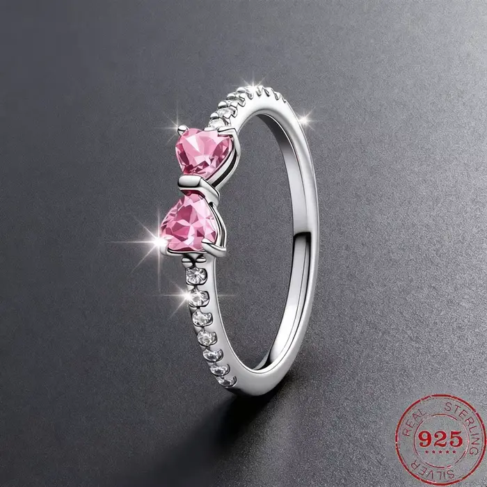 Bague en argent sterling 925 avec moissanite en forme de cœur pour femme, pour mariage, couple, anni