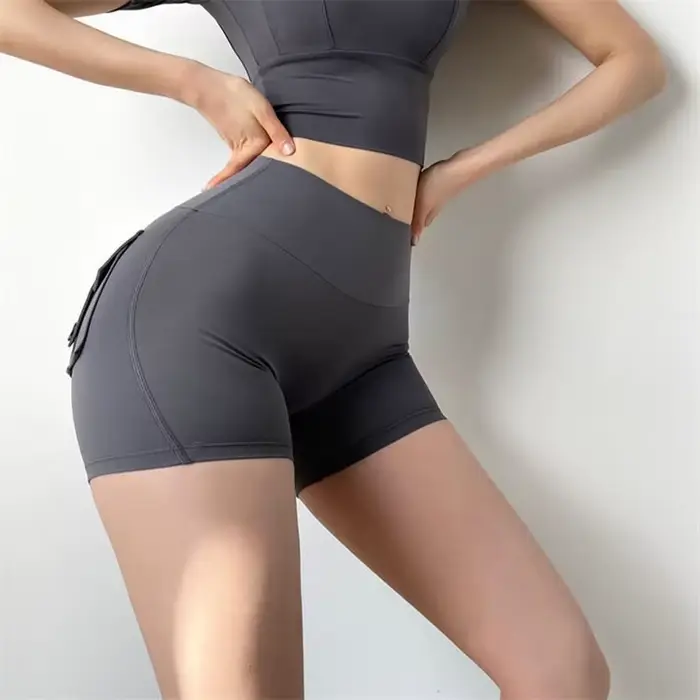 TRY TO BN Shorts de sport taille haute pour femmes, collants de yoga, leggings froissés, push-up, gy
