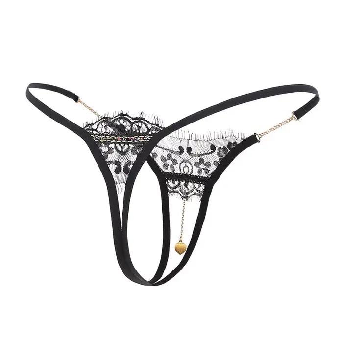 Entrejambe ouvert pendentif culottes femmes lingerie sexy sous-vêtements érotiques transparents dentelle perle string entrejambe culotte Gstring 2024