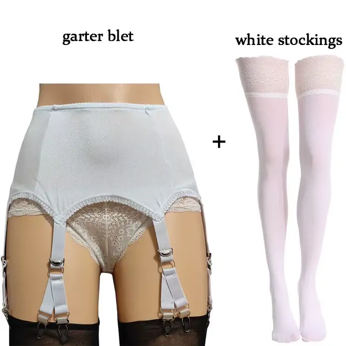 Jarretière rétro sexy avec bas résille, nylon et élasthanne, six ramens, pour femmes, noir ou blanc, occasions spéciales