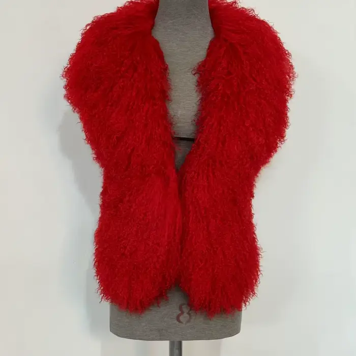 Gilets à col en V profond pour femmes, veste dos nu, haut moelleux, manteau à licou en fourrure mong