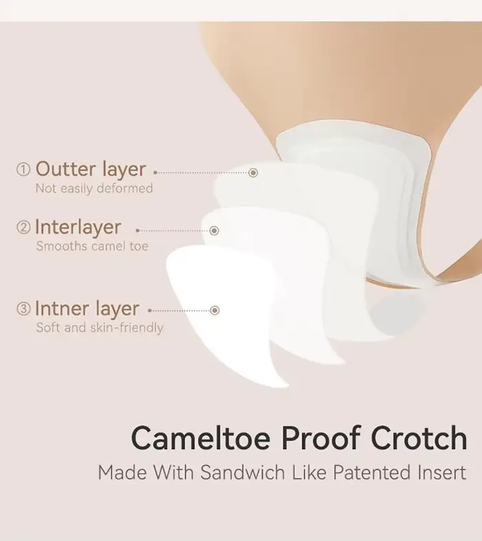 Anti-camel toe tangá nohavičky pre ženy, bezšvové, pre tréning, jogu, beh a legíny