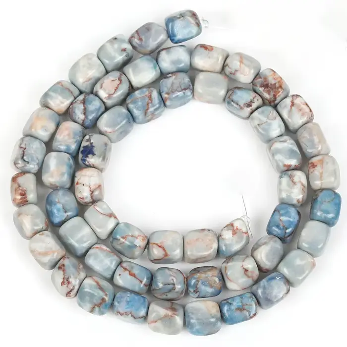 Perles en pierre naturelle 6x8mm sédiment de mer bleu Turquoise perles de jaspe perles carrées pour 