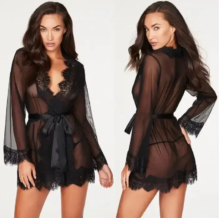 Ensemble de Lingerie Sexy + string pour femmes, vêtements de nuit Porno, sous-vêtements en dentelle,