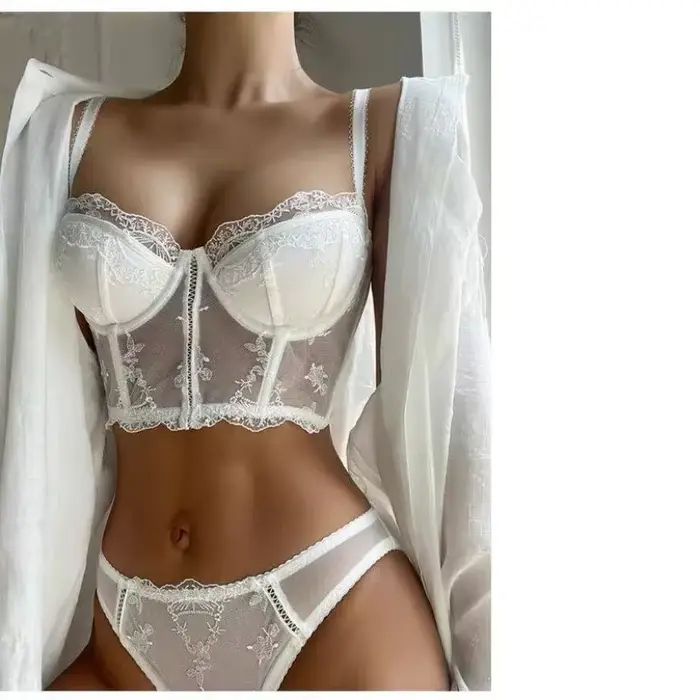 Dlhá podprsenka z vyšívanej čipky tri štvrtiny sexy opláštenie galbant pre ženy špeciálne príležitosti spodná bielizeň francúzsky retro