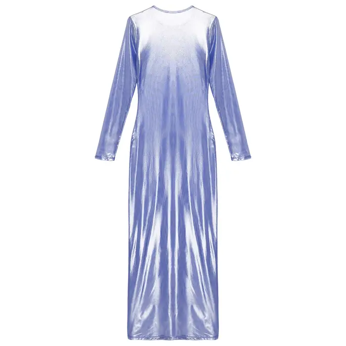 priehľadný Dámske šaty na dlhú pláž, Sexy, Lesklý kovový, S dlhými rukávmi, Jednofarebné, Mesh, Večerné obleky, Clubwear