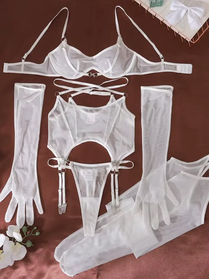 Sexy spodná bielizeň set Belamimi z elastanu a polyamidu pre ženy, potápačská podprsenka, tanga, podväzky, romantické a špeciálne príležitosti