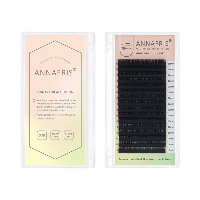 ANNAFRIS L Cils, L +/LC/LD/LU(M) Curl Cils individuels Soie naturelle Vison Mat Extension Faux Cils 