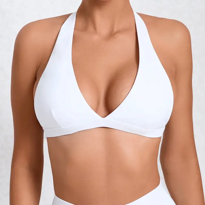 Soutien-gorge de Sport Sexy à col en v pour femmes, sous-vêtements de Sport, col licou, haut dos nu 