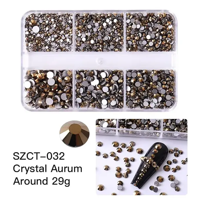 6 mriežok SS6-20 zmiešaná veľkosť ružová bronzová strieborná plochý chrbát kamienky drahokamy diamanty trblietavé 3D Nail Art dekorácie