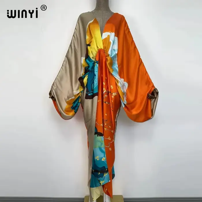 Dlhé bohémiove šaty s výstrihom do V pre ženy