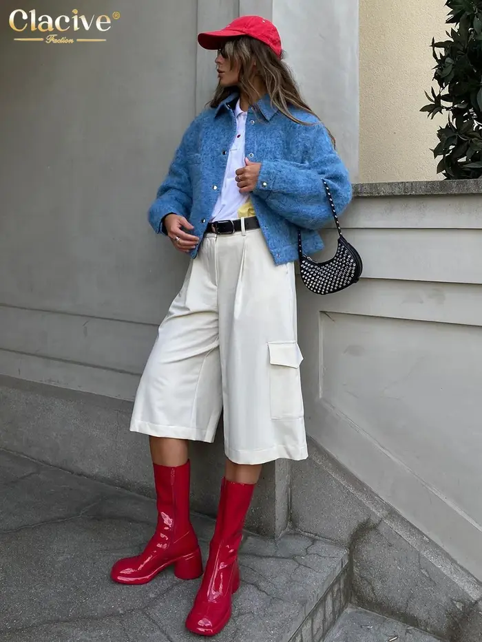 ClacMarkets-Veste à revers à manches longues pour femmes, haut de poche classique élégant, vêtements