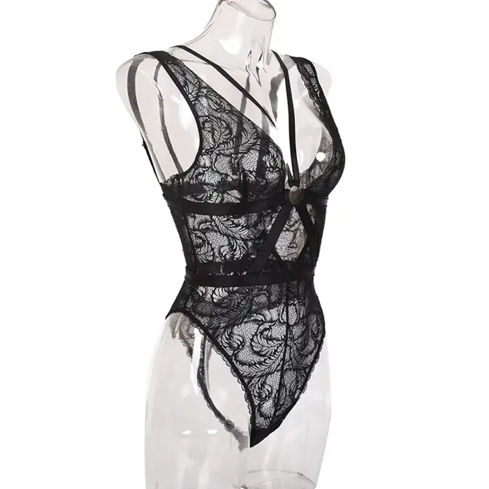 Sexy čipka priehľadná Lingerie Pornos kostým ženy odhaliť obväz spodná bielizeň body nočné oblečenie erotické lenceria zmyselná mujer
