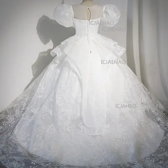 Robe de princesse pour filles 2026, tenue de demoiselle d'honneur blanche pour mariage, costume de s