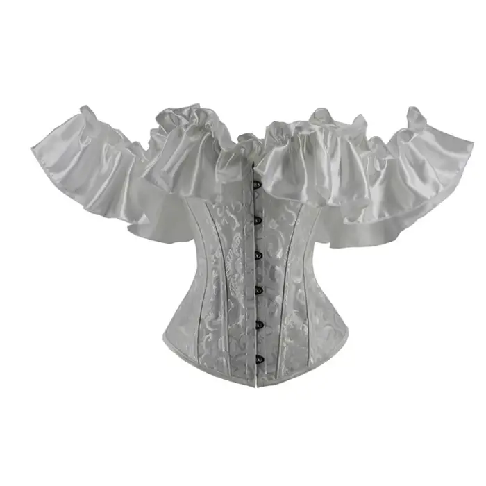 Chemisier Corset Épaules Dénudées Sexy Gothique, Haut Bustier à Volants, Ceinture Amincissante, Cors