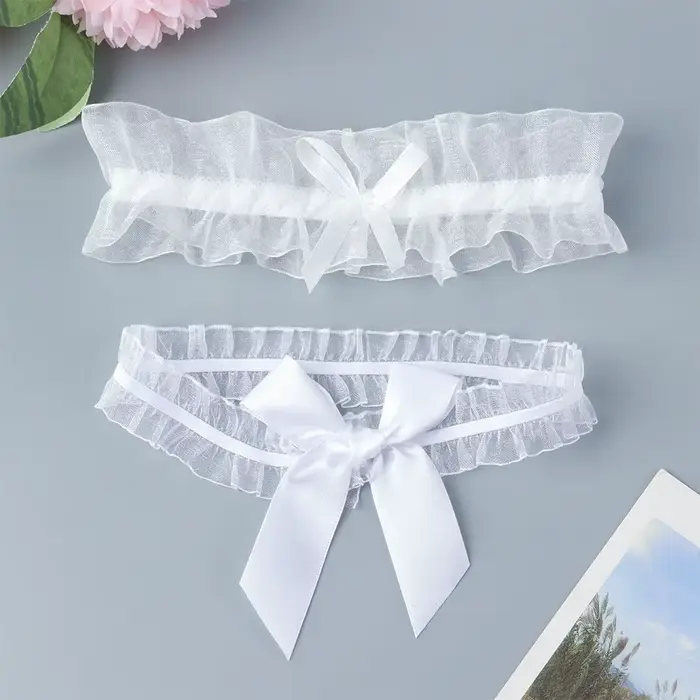 Čipka podväzkový pás s elegantným motýlik pre ženy špeciálne príležitosti svadobný ples koniec roka