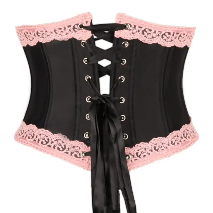 Ružový korzet pod bustou pre ženy, vykostené čipky, francúzsky štýl Lolita bodice, Vintage Bustier, svadobné kostýmy