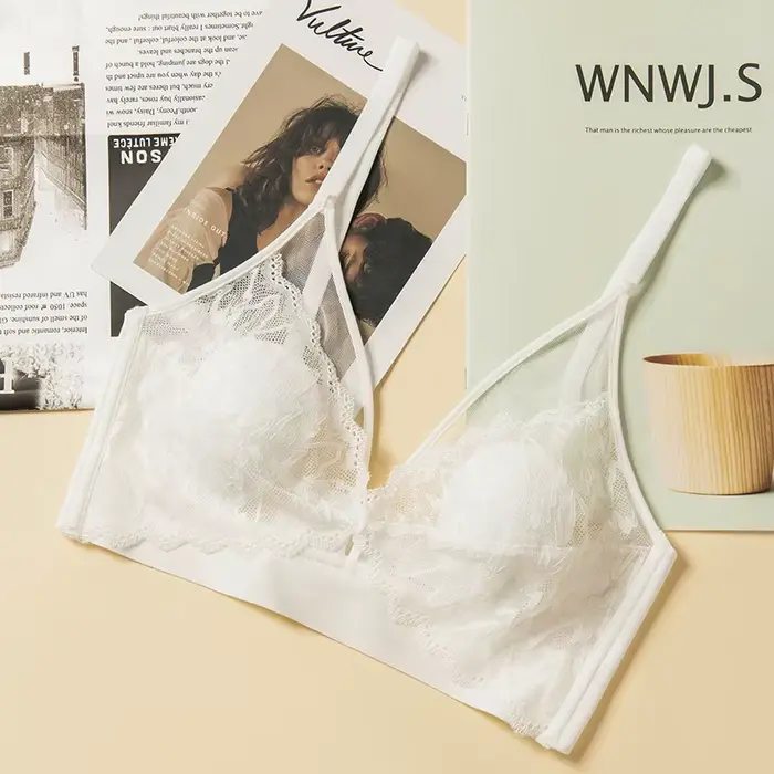 Soutien-gorge Push Up en dentelle pour femmes, Bralettes sans armatures, couleur unie, Patchwork, br
