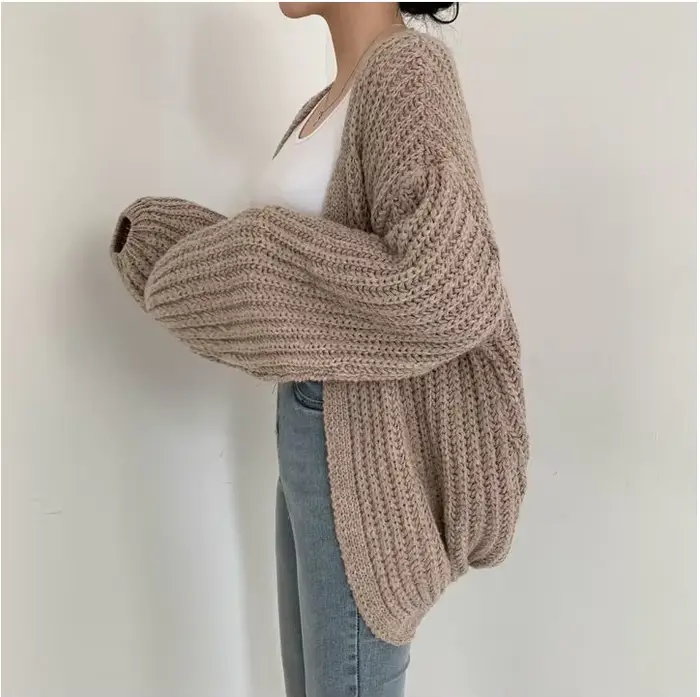 Cardigan Vintage Harajuku à manches lanternes pour femme, pull décontracté, coréen, Streetwear d'aut