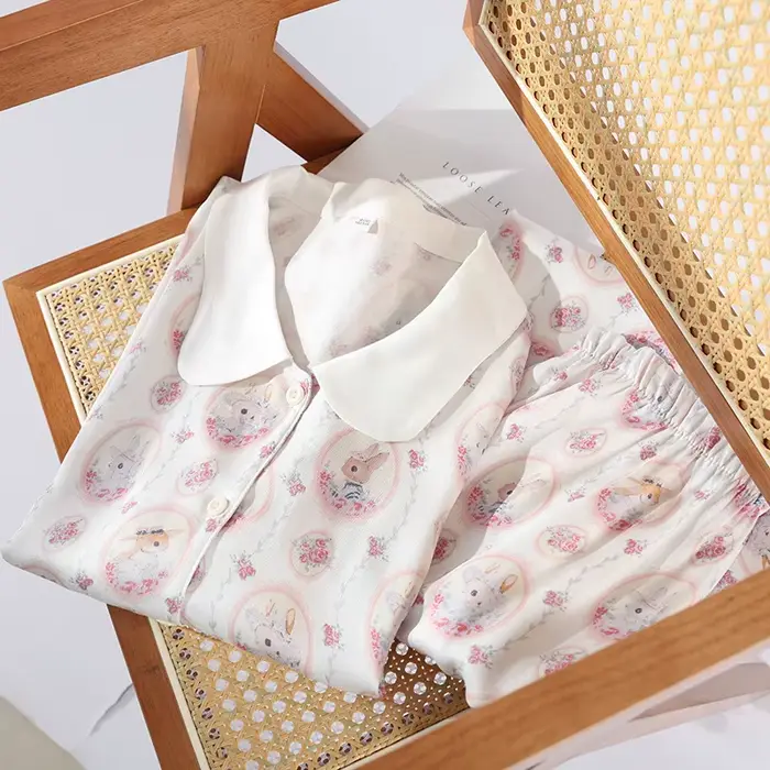 Sada pyžamá v bavlne pre ženy vintage štýl špeciálne príležitosti noc pokoj a elegancia,,