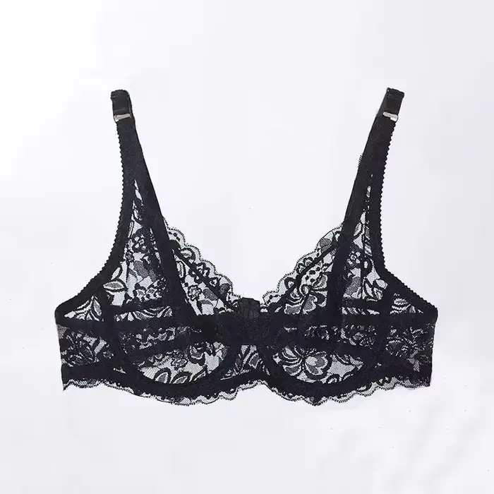Sexy priehľadná čipková podprsenka pre ženy, pohodlná, elastická, drôtená, silná, priedušná, teplá spodná bielizeň, tiež cenná