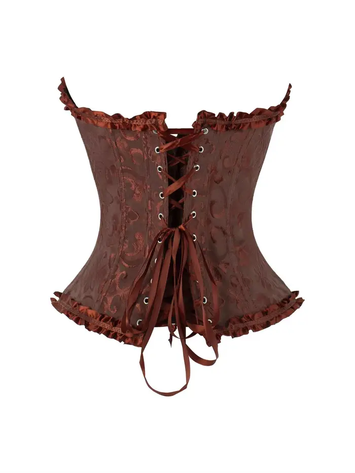 Tmavohnedé korzetové šaty pre ženy, tvarujúce bustier šaty vo farbe čokolády